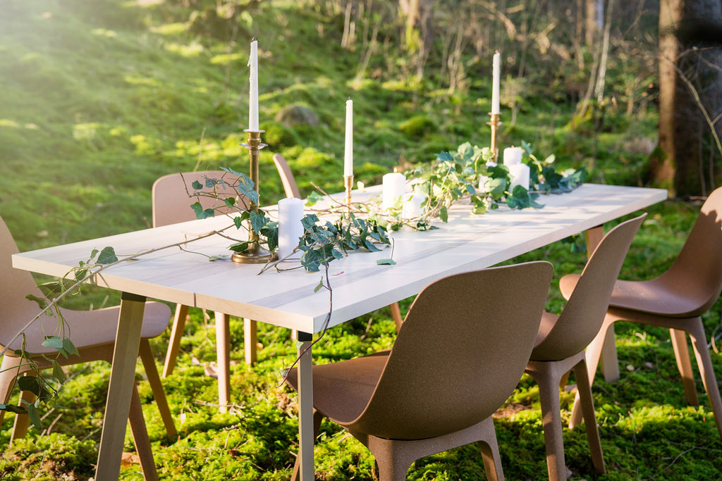 Nordic Stretch Tents - Scandinavian Plank Table & Form Chair